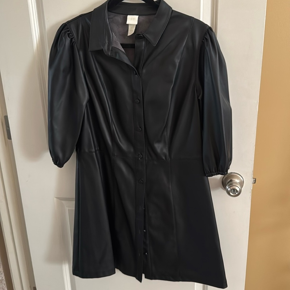 Ladies H&M faux leather short sleeve dress